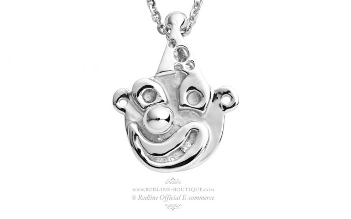 Pendentif Happy 0.05克拉圆形钻石白金链制女士项链 - Redline