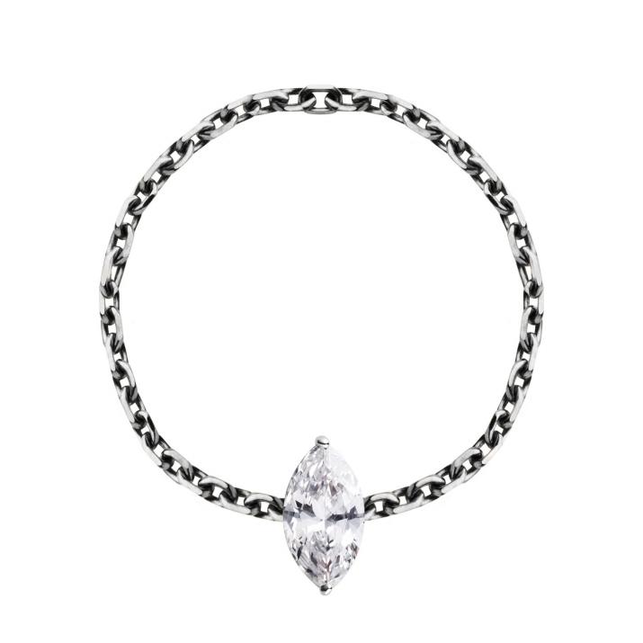 Sa Majesté 0.20克拉榄尖形钻石黑金戒指 - Redline