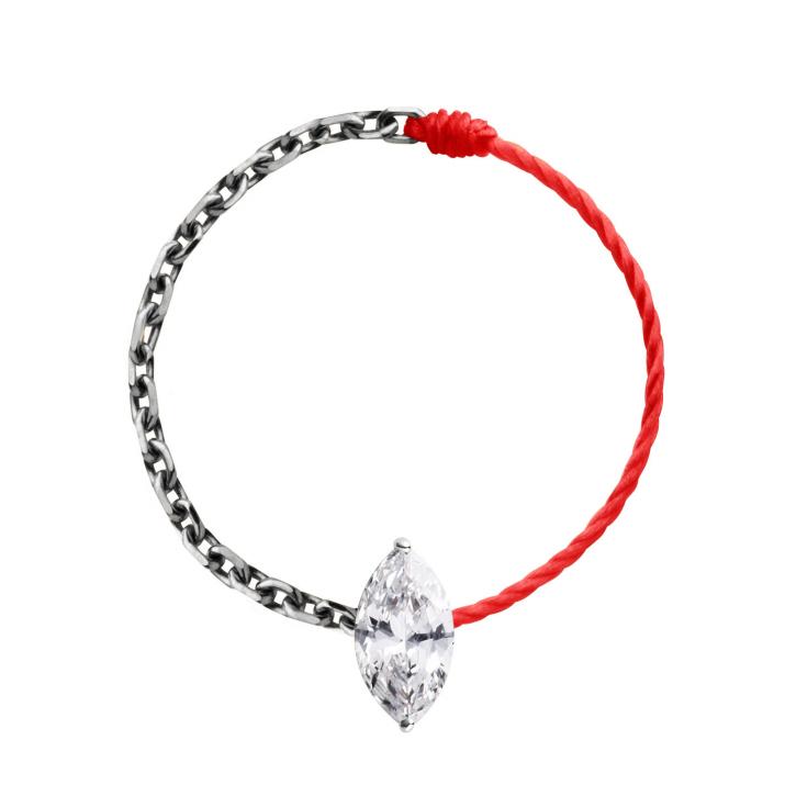 Majesté 0.20克拉侯爵钻石黑金爪镶绳链结合戒指 - Redline