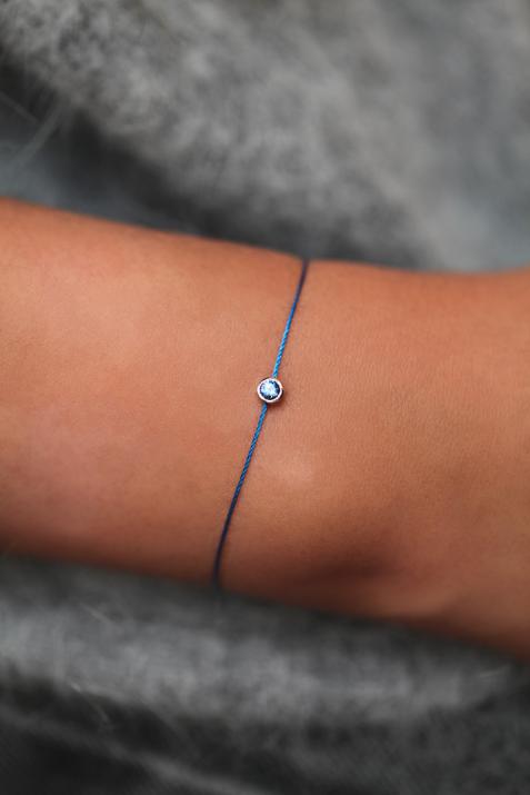 Pure Saphir Marine海蓝宝石白金款细绳手链 - Redline