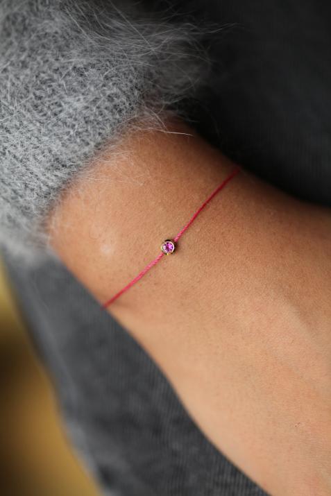 Pure Saphir Rose粉蓝宝石黄金款细绳手链 - Redline