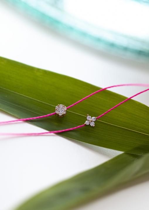 Shiny 0.04克拉圆形钻石玫瑰金绳制女士手链 - Redline - 0++