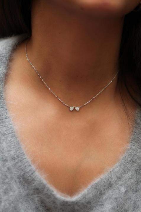 Stylé 0.12克拉墨镜圆形钻石玫瑰金链制女士项链 - Redline - 0++