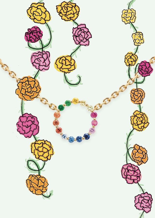Aurelange Rainbow彩虹蓝宝石项链